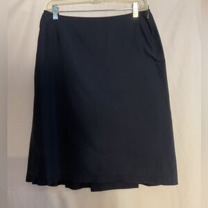 Mui Mui ruffle front w/pleated back cotton skirt in Navy size 44 (US 8)